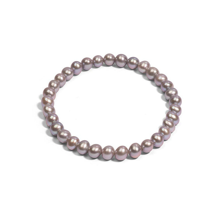 Elastisches Süßwasserzuchtperlen Armband grau
