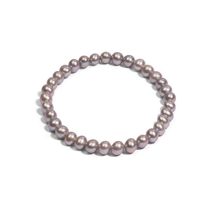 Elastisches Süßwasserzuchtperlen Armband grau