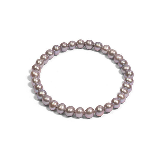 Elastisches Süßwasserzuchtperlen Armband grau